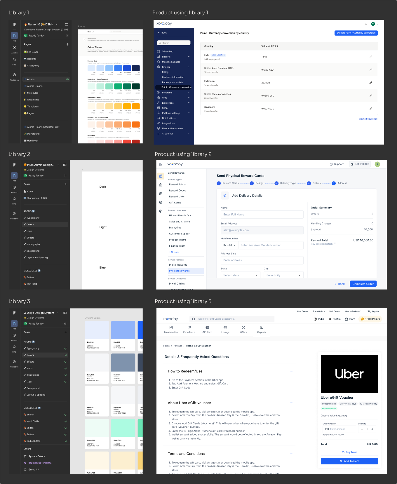 Three separate design systems across Plum, Empuls, and Xoxoday with no shared foundation